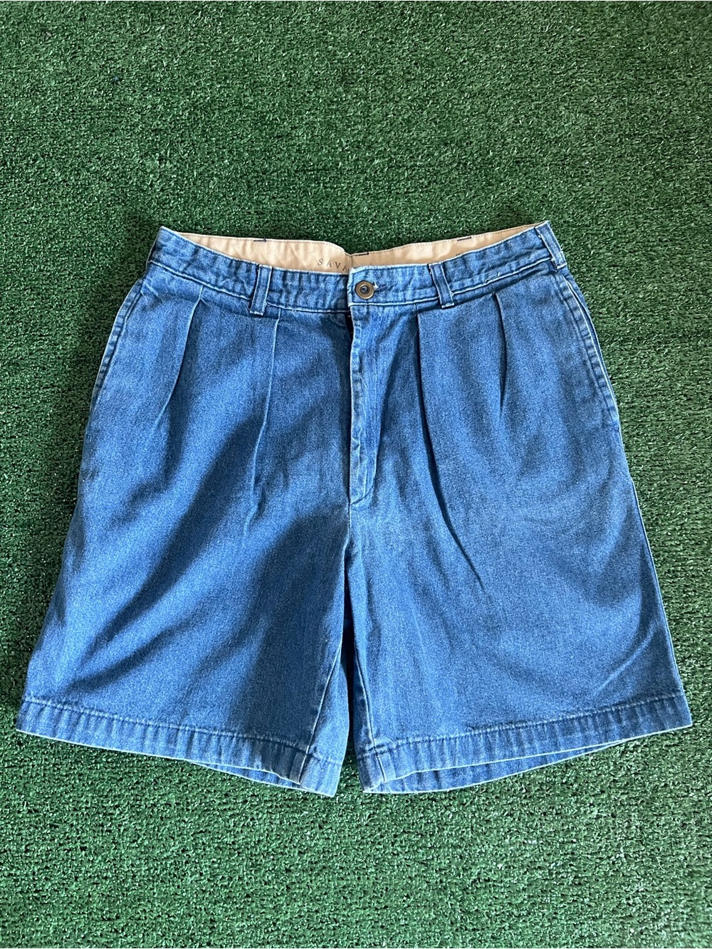 Savane Blue Pleated Men’s Casual Shorts